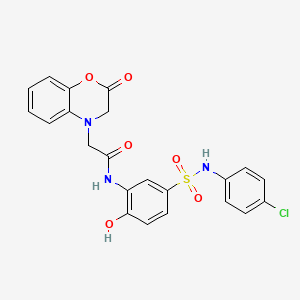 molecular formula C22H18ClN3O6S B7728276 N-[5-[(4-chlorophenyl)sulfamoyl]-2-hydroxyphenyl]-2-(2-oxo-3H-1,4-benzoxazin-4-yl)acetamide 