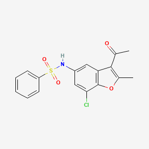 molecular formula C17H14ClNO4S B7728602 N-(3-acetyl-7-chloro-2-methyl-1-benzofuran-5-yl)benzenesulfonamide 