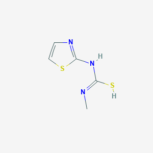molecular formula C5H7N3S2 B7728668 N'-methyl-N-(1,3-thiazol-2-yl)carbamimidothioic acid 