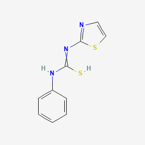 molecular formula C10H9N3S2 B7728669 N-phenyl-N'-(1,3-thiazol-2-yl)carbamimidothioic acid 