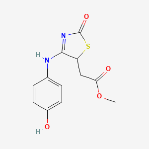 molecular formula C12H12N2O4S B7729415 methyl 2-[4-(4-hydroxyanilino)-2-oxo-5H-1,3-thiazol-5-yl]acetate 