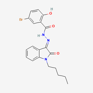 molecular formula C20H20BrN3O3 B7729644 5-bromo-2-hydroxy-N-[(E)-(2-oxo-1-pentylindol-3-ylidene)amino]benzamide 