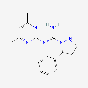 molecular formula C16H18N6 B7731320 N-(4,6-dimethylpyrimidin-2-yl)-5-phenyl-4,5-dihydro-1H-pyrazole-1-carboximidamide 