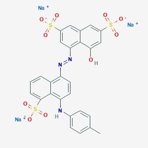 molecular formula C27H18N3Na3O10S3 B077316 Trisodium 4-hydroxy-5-[[5-sulphonato-4-[(p-tolyl)amino]naphthyl]azo]naphthalene-2,7-disulphonate CAS No. 10359-95-2