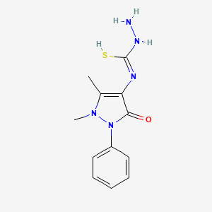 molecular formula C12H15N5OS B7731800 N-amino-N'-(1,5-dimethyl-3-oxo-2-phenylpyrazol-4-yl)carbamimidothioic acid 