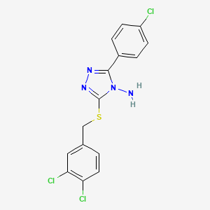 molecular formula C15H11Cl3N4S B7731992 3-(4-Chlorophenyl)-5-[(3,4-dichlorophenyl)methylsulfanyl]-1,2,4-triazol-4-amine 