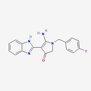 molecular formula C18H15FN4O B7732063 5-amino-4-(1H-benzimidazol-2-yl)-1-[(4-fluorophenyl)methyl]-2H-pyrrol-3-one 