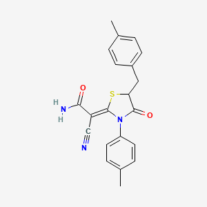 molecular formula C21H19N3O2S B7733359 (2Z)-2-cyano-2-[5-(4-methylbenzyl)-3-(4-methylphenyl)-4-oxo-1,3-thiazolidin-2-ylidene]ethanamide 