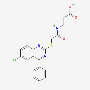molecular formula C19H16ClN3O3S B7733738 3-{2-[(6-CHLORO-4-PHENYLQUINAZOLIN-2-YL)SULFANYL]ACETAMIDO}PROPANOIC ACID 