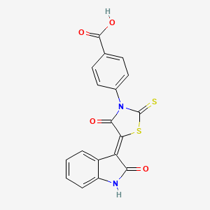 molecular formula C18H10N2O4S2 B7733772 4-[(5Z)-4-oxo-5-(2-oxo-1H-indol-3-ylidene)-2-sulfanylidene-1,3-thiazolidin-3-yl]benzoic acid 