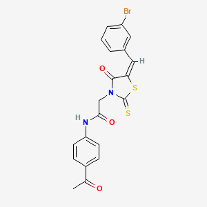 molecular formula C20H15BrN2O3S2 B7733830 N-(4-acetylphenyl)-2-[(5E)-5-[(3-bromophenyl)methylidene]-4-oxo-2-sulfanylidene-1,3-thiazolidin-3-yl]acetamide 