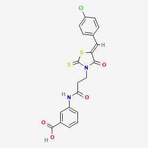 molecular formula C20H15ClN2O4S2 B7733955 3-{3-[(5Z)-5-[(4-CHLOROPHENYL)METHYLIDENE]-4-OXO-2-SULFANYLIDENE-1,3-THIAZOLIDIN-3-YL]PROPANAMIDO}BENZOIC ACID 