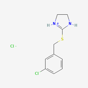 molecular formula C10H12Cl2N2S B7735315 2-[(3-chlorophenyl)methylsulfanyl]-4,5-dihydro-1H-imidazol-3-ium;chloride 