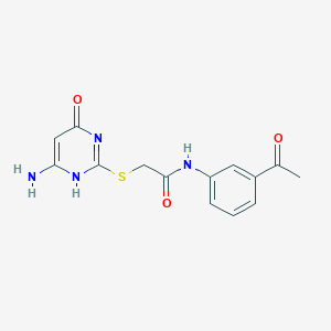 molecular formula C14H14N4O3S B7735466 N-(3-acetylphenyl)-2-[(6-amino-4-oxo-1H-pyrimidin-2-yl)sulfanyl]acetamide 