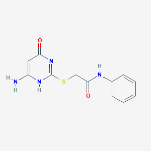 molecular formula C12H12N4O2S B7735477 2-[(6-amino-4-oxo-1H-pyrimidin-2-yl)sulfanyl]-N-phenylacetamide 