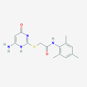 molecular formula C15H18N4O2S B7735480 2-[(6-amino-4-oxo-1H-pyrimidin-2-yl)sulfanyl]-N-(2,4,6-trimethylphenyl)acetamide 