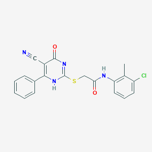 molecular formula C20H15ClN4O2S B7735762 N-(3-chloro-2-methylphenyl)-2-[(5-cyano-4-oxo-6-phenyl-1H-pyrimidin-2-yl)sulfanyl]acetamide 