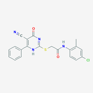 molecular formula C20H15ClN4O2S B7735785 N-(4-chloro-2-methylphenyl)-2-[(5-cyano-4-oxo-6-phenyl-1H-pyrimidin-2-yl)sulfanyl]acetamide 