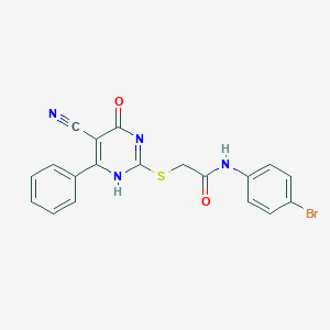 molecular formula C19H13BrN4O2S B7735811 N-(4-bromophenyl)-2-[(5-cyano-4-oxo-6-phenyl-1H-pyrimidin-2-yl)sulfanyl]acetamide 