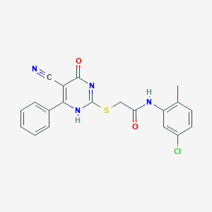 molecular formula C20H15ClN4O2S B7735819 N-(5-chloro-2-methylphenyl)-2-[(5-cyano-4-oxo-6-phenyl-1H-pyrimidin-2-yl)sulfanyl]acetamide 