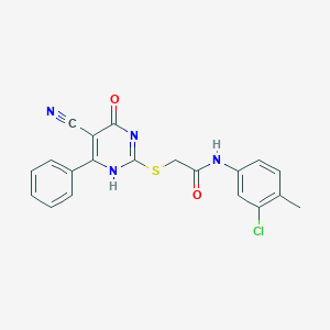 molecular formula C20H15ClN4O2S B7735833 N-(3-chloro-4-methylphenyl)-2-[(5-cyano-4-oxo-6-phenyl-1H-pyrimidin-2-yl)sulfanyl]acetamide 
