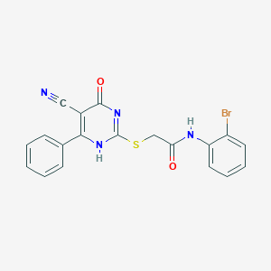 molecular formula C19H13BrN4O2S B7735858 N-(2-bromophenyl)-2-[(5-cyano-4-oxo-6-phenyl-1H-pyrimidin-2-yl)sulfanyl]acetamide 