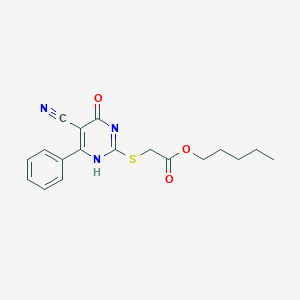 molecular formula C18H19N3O3S B7735950 pentyl 2-[(5-cyano-4-oxo-6-phenyl-1H-pyrimidin-2-yl)sulfanyl]acetate 