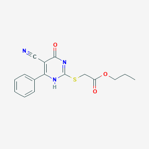 molecular formula C16H15N3O3S B7735955 propyl 2-[(5-cyano-4-oxo-6-phenyl-1H-pyrimidin-2-yl)sulfanyl]acetate 