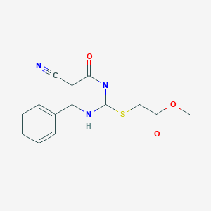 molecular formula C14H11N3O3S B7735959 methyl 2-[(5-cyano-4-oxo-6-phenyl-1H-pyrimidin-2-yl)sulfanyl]acetate 