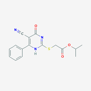 molecular formula C16H15N3O3S B7735961 propan-2-yl 2-[(5-cyano-4-oxo-6-phenyl-1H-pyrimidin-2-yl)sulfanyl]acetate 