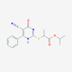molecular formula C17H17N3O3S B7735971 propan-2-yl 2-[(5-cyano-4-oxo-6-phenyl-1H-pyrimidin-2-yl)sulfanyl]propanoate 