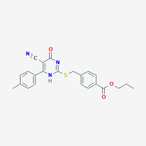 molecular formula C23H21N3O3S B7735987 propyl 4-[[5-cyano-6-(4-methylphenyl)-4-oxo-1H-pyrimidin-2-yl]sulfanylmethyl]benzoate 