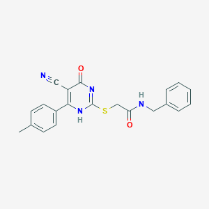 molecular formula C21H18N4O2S B7736040 N-benzyl-2-[[5-cyano-6-(4-methylphenyl)-4-oxo-1H-pyrimidin-2-yl]sulfanyl]acetamide 