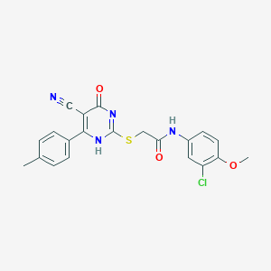 molecular formula C21H17ClN4O3S B7736134 N-(3-chloro-4-methoxyphenyl)-2-[[5-cyano-6-(4-methylphenyl)-4-oxo-1H-pyrimidin-2-yl]sulfanyl]acetamide 