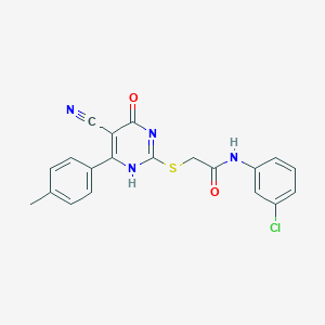 molecular formula C20H15ClN4O2S B7736141 N-(3-chlorophenyl)-2-[[5-cyano-6-(4-methylphenyl)-4-oxo-1H-pyrimidin-2-yl]sulfanyl]acetamide 