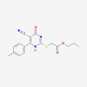 molecular formula C17H17N3O3S B7736226 propyl 2-[[5-cyano-6-(4-methylphenyl)-4-oxo-1H-pyrimidin-2-yl]sulfanyl]acetate 