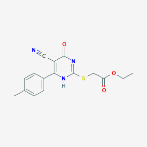 molecular formula C16H15N3O3S B7736227 ethyl 2-[[5-cyano-6-(4-methylphenyl)-4-oxo-1H-pyrimidin-2-yl]sulfanyl]acetate 
