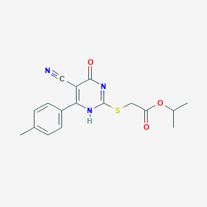 molecular formula C17H17N3O3S B7736235 propan-2-yl 2-[[5-cyano-6-(4-methylphenyl)-4-oxo-1H-pyrimidin-2-yl]sulfanyl]acetate 