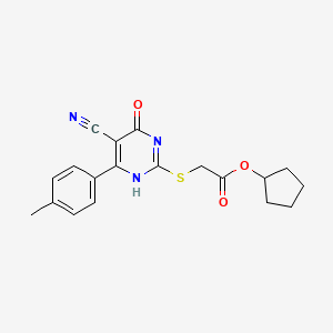 molecular formula C19H19N3O3S B7736243 cyclopentyl 2-[[5-cyano-6-(4-methylphenyl)-4-oxo-1H-pyrimidin-2-yl]sulfanyl]acetate 