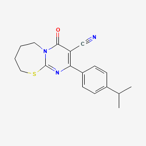 molecular formula C18H19N3OS B7736282 4-Oxo-2-(4-propan-2-ylphenyl)-6,7,8,9-tetrahydropyrimido[2,1-b][1,3]thiazepine-3-carbonitrile 