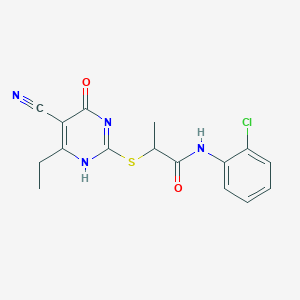 molecular formula C16H15ClN4O2S B7737042 N-(2-chlorophenyl)-2-[(5-cyano-6-ethyl-4-oxo-1H-pyrimidin-2-yl)sulfanyl]propanamide 