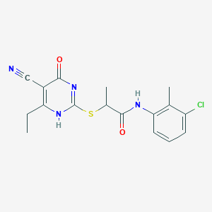 molecular formula C17H17ClN4O2S B7737054 N-(3-chloro-2-methylphenyl)-2-[(5-cyano-6-ethyl-4-oxo-1H-pyrimidin-2-yl)sulfanyl]propanamide 