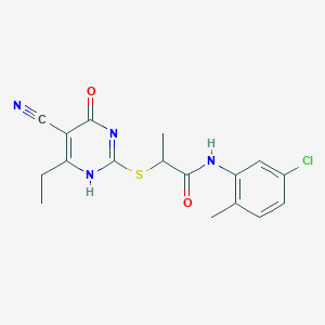 molecular formula C17H17ClN4O2S B7737058 N-(5-chloro-2-methylphenyl)-2-[(5-cyano-6-ethyl-4-oxo-1H-pyrimidin-2-yl)sulfanyl]propanamide 