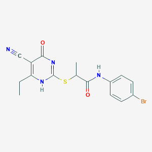 molecular formula C16H15BrN4O2S B7737077 N-(4-bromophenyl)-2-[(5-cyano-6-ethyl-4-oxo-1H-pyrimidin-2-yl)sulfanyl]propanamide 