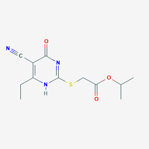 molecular formula C12H15N3O3S B7737092 propan-2-yl 2-[(5-cyano-6-ethyl-4-oxo-1H-pyrimidin-2-yl)sulfanyl]acetate 
