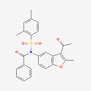 molecular formula C26H23NO5S B7737190 N-(3-ACETYL-2-METHYL-1-BENZOFURAN-5-YL)-N-(2,4-DIMETHYLBENZENESULFONYL)BENZAMIDE 