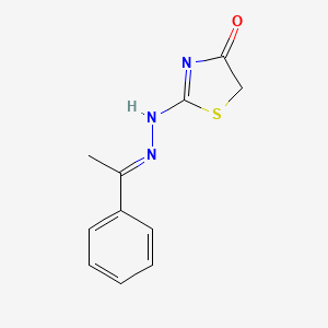 molecular formula C11H11N3OS B7737204 2-[(2E)-2-(1-phenylethylidene)hydrazinyl]-1,3-thiazol-4-one 