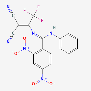 molecular formula C18H9F3N6O4 B7737504 N'-(1,1-dicyano-3,3,3-trifluoroprop-1-en-2-yl)-2,4-dinitro-N-phenylbenzenecarboximidamide 