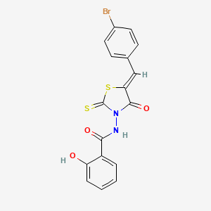 molecular formula C17H11BrN2O3S2 B7737507 N-[(5Z)-5-[(4-bromophenyl)methylidene]-4-oxo-2-sulfanylidene-1,3-thiazolidin-3-yl]-2-hydroxybenzamide 