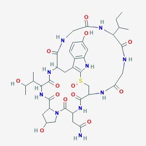 molecular formula C39H54N10O13S B077377 2-[34-Butan-2-yl-8,22-dihydroxy-13-(3-hydroxybutan-2-yl)-2,5,11,14,27,30,33,36,39-nonaoxo-27lambda4-thia-3,6,12,15,25,29,32,35,38-nonazapentacyclo[14.12.11.06,10.018,26.019,24]nonatriaconta-18(26),19(24),20,22-tetraen-4-yl]acetamide CAS No. 13567-11-8